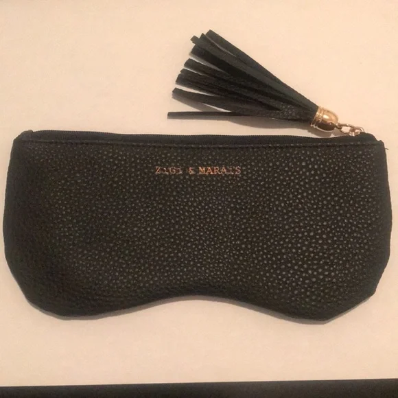 🌟4/$10 Sale🌟 ZiGi MARAiS Black Copper Makeup Beauty Bag Sunglasses Case Tassel - Picture 3 of 12